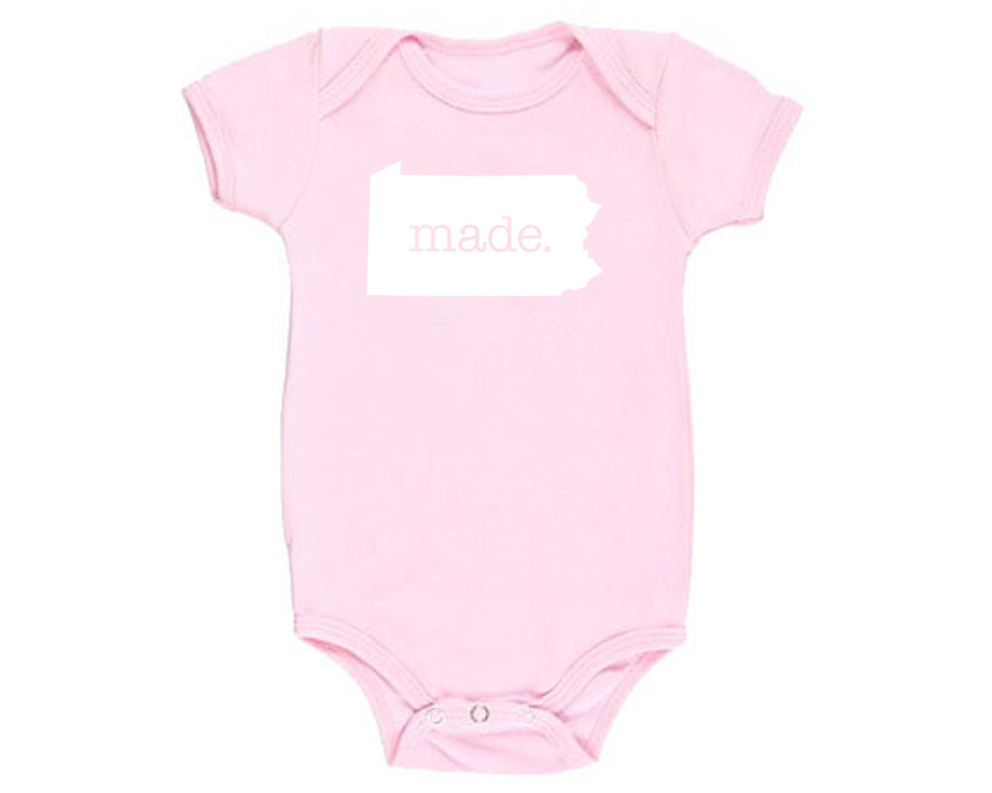 Pennsylvania 'Made.' Cotton One Piece Bodysuit - Infant Girl and Boy Gift American Made Baby Clothing