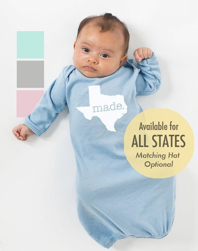 All States 'Made' Newborn Baby Gown - Infant Girl and Boy