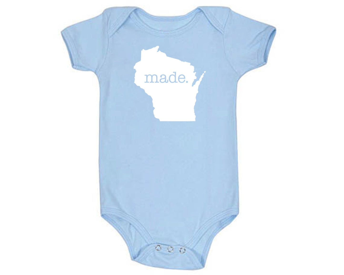 Wisconsin 'Made.' Cotton One Piece Bodysuit - Infant Girl and Boy Gift American Made Baby Clothing
