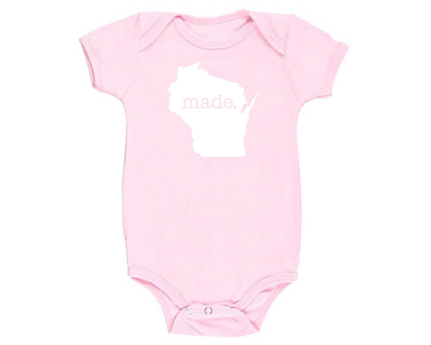 Wisconsin 'Made.' Cotton One Piece Bodysuit - Infant Girl and Boy Gift American Made Baby Clothing