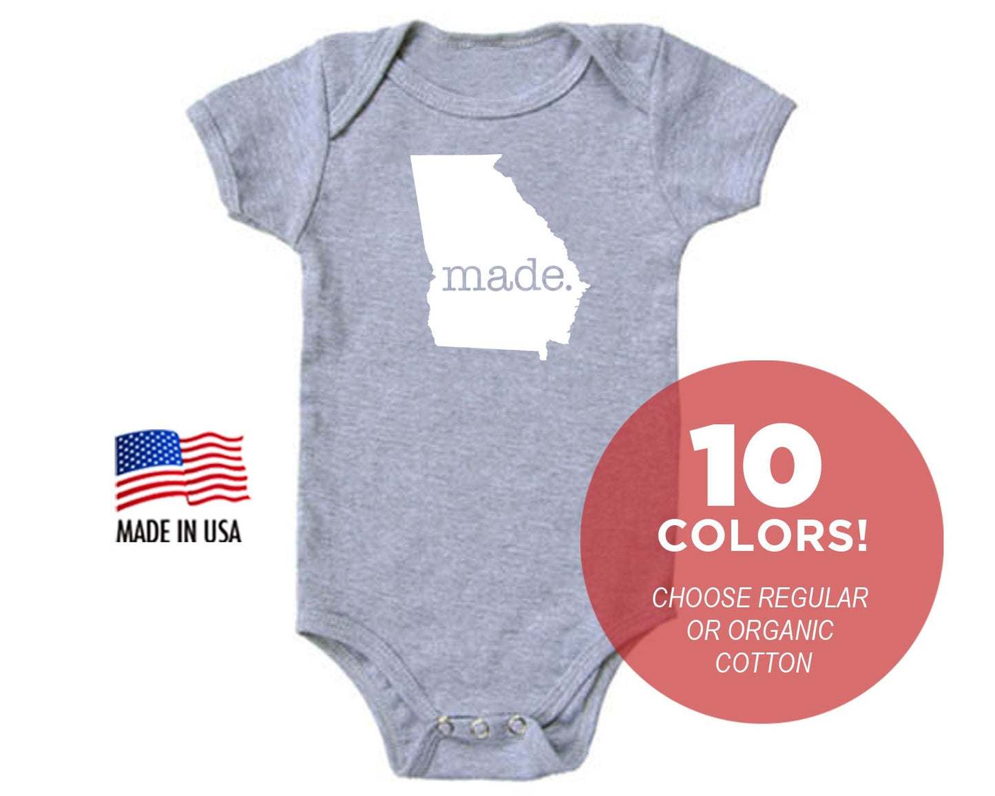 Georgia 'Made.' Cotton One Piece Bodysuit - Infant Girl and Boy Gift American Made Baby Clothing