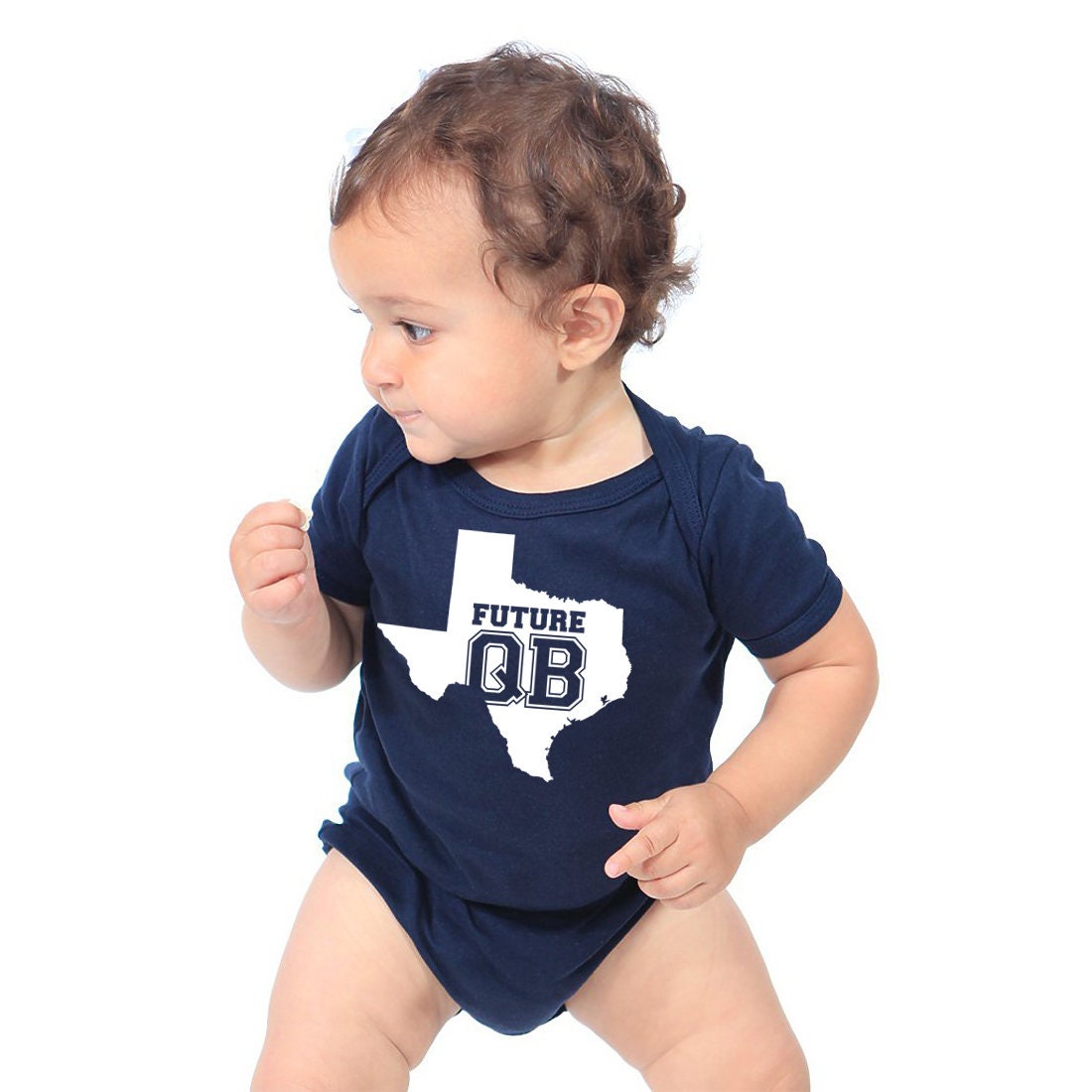 All States 'Future QB' Cotton Baby One Piece Bodysuit Gift American Made Baby Clothing | Regular or Organic Cotton Baby Gift