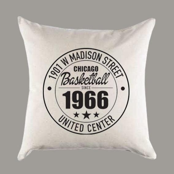 Chicago Bulls Basketball | United Center Address Canvas Pillow or Pillow Cover