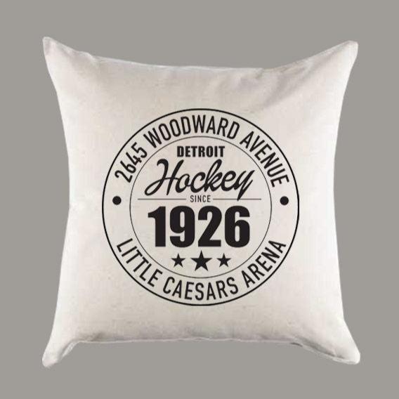 Detroit Red Wings Hockey | Little Caesars Arena Address Canvas Pillow or Pillow Cover