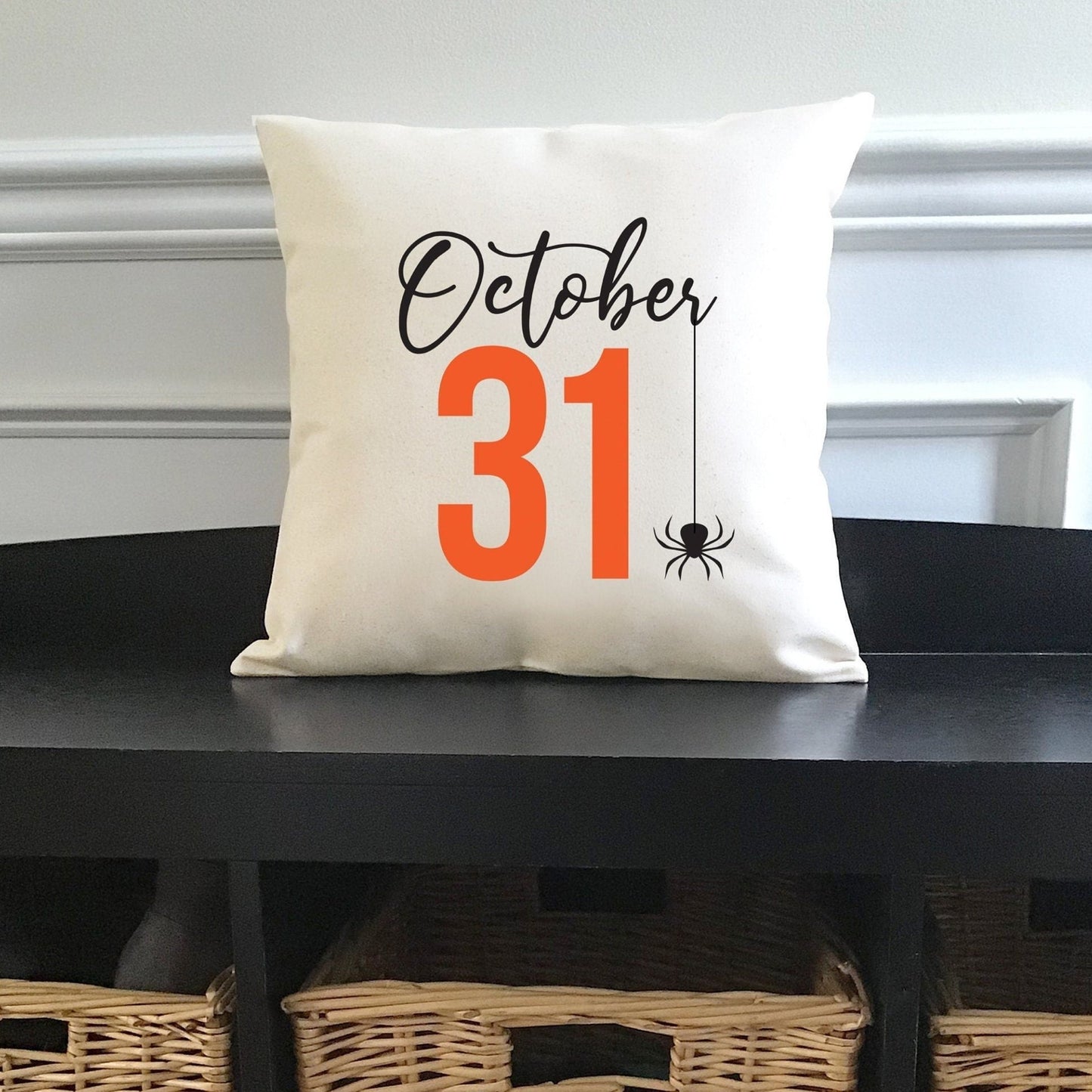 Canvas Halloween 'October 31' Pillow or Pillow Cover