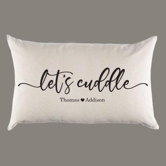 Personalized 'Let's Cuddle' with Names Canvas Pillow or Pillow Cover