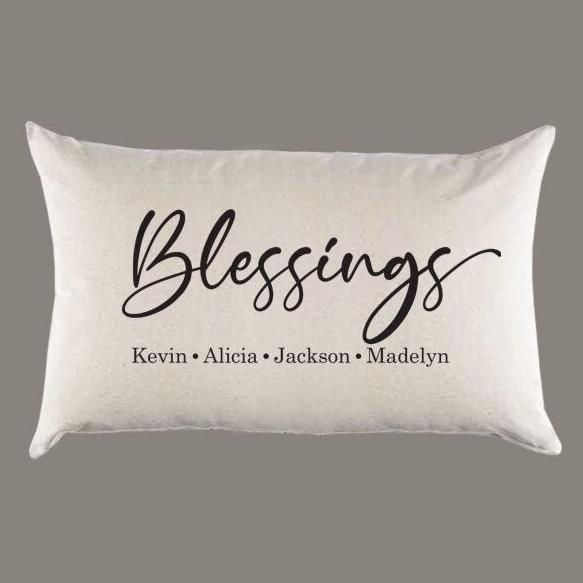 Personalized 'Blessings' with Names Canvas Pillow or Pillow Cover