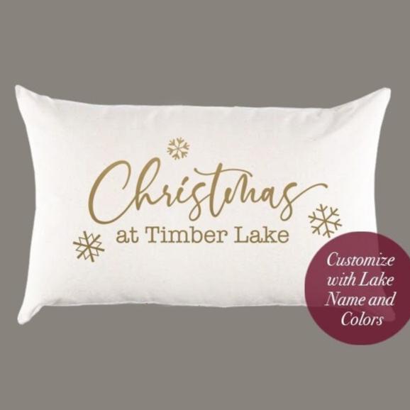 Custom 'Christmas at Lake' Canvas Pillow or Pillow Cover