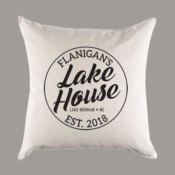 Custom Personalized 'Lake House' Canvas Pillow or Pillow Cover
