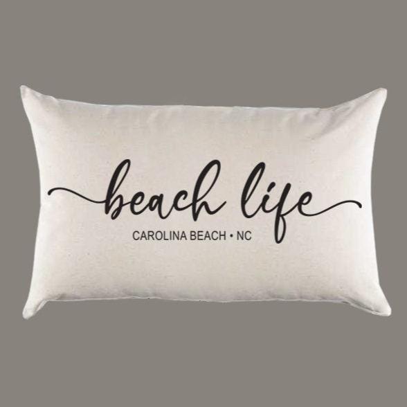 Personalized 'Beach Life' Canvas Pillow or Pillow Cover
