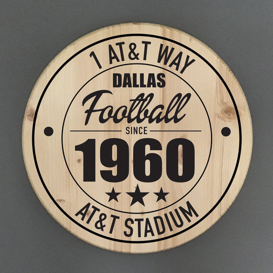 Dallas Cowboys Football | AT&T Stadium Address Solid Pine Wood Sign