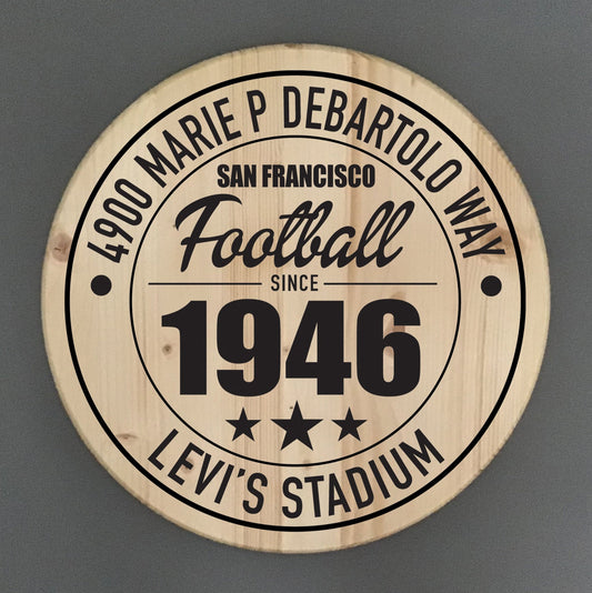 San Francisco 49ers Football | Levi's Stadium Address Solid Pine Wood Sign