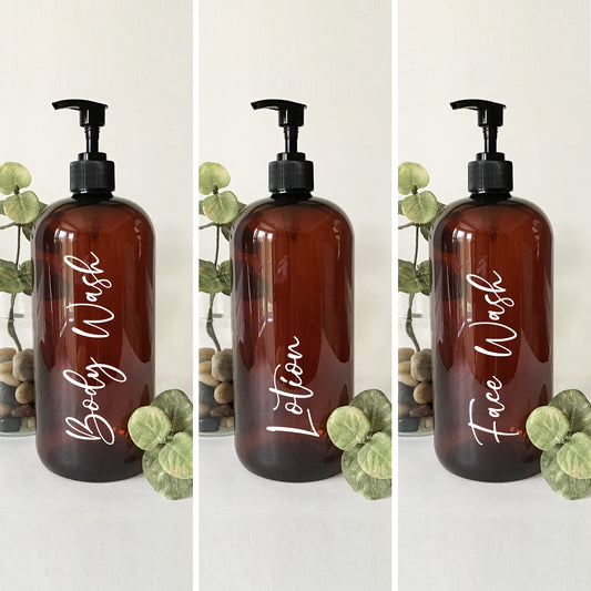 32 ounce Amber Plastic Body Wash, Lotion or Face Wash Dispenser Bottle