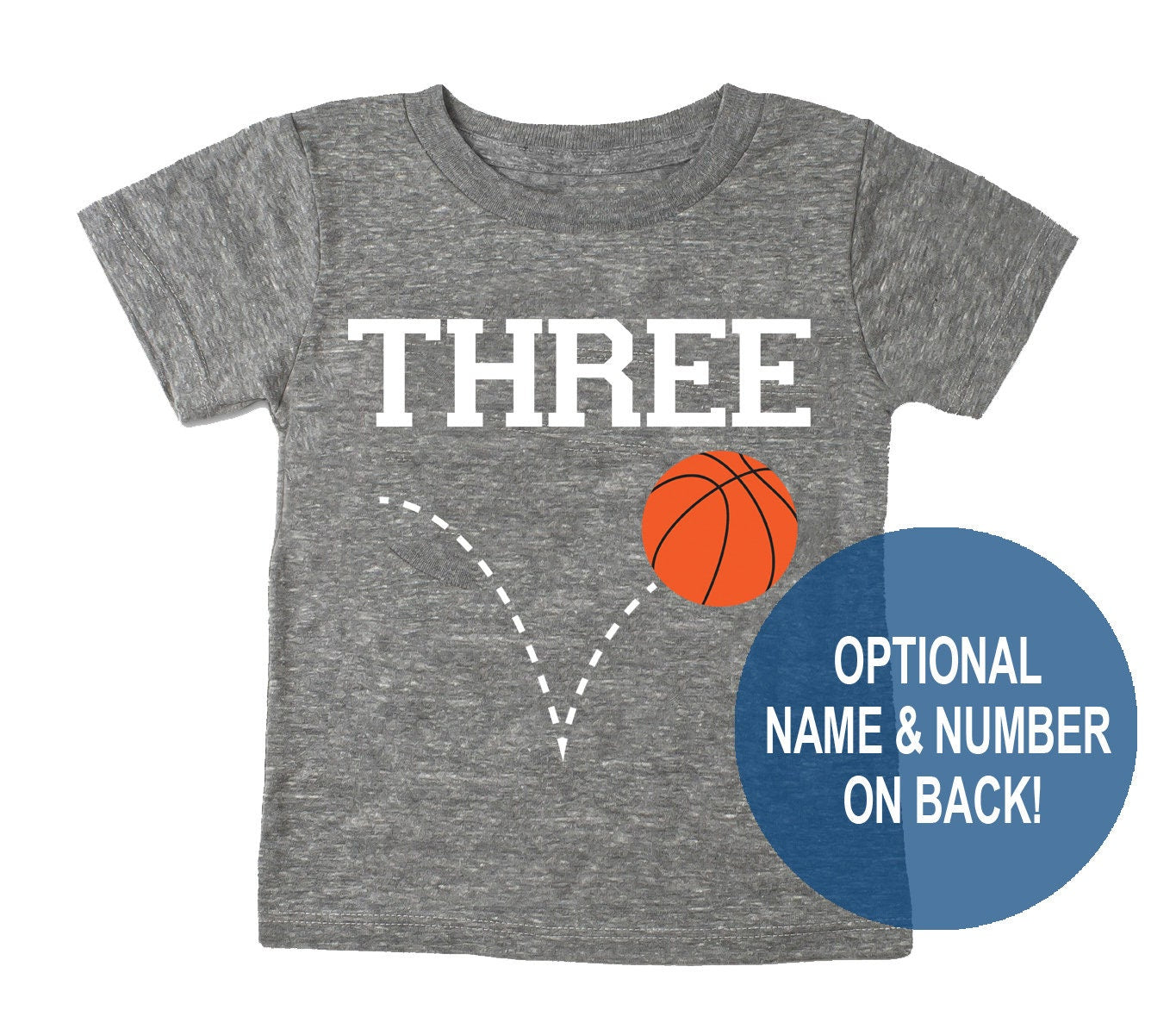 3rd Birthday 'Three' Basketball Tri Blend T-Shirt