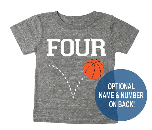 4th Birthday 'Four' Basketball Tri Blend T-Shirt