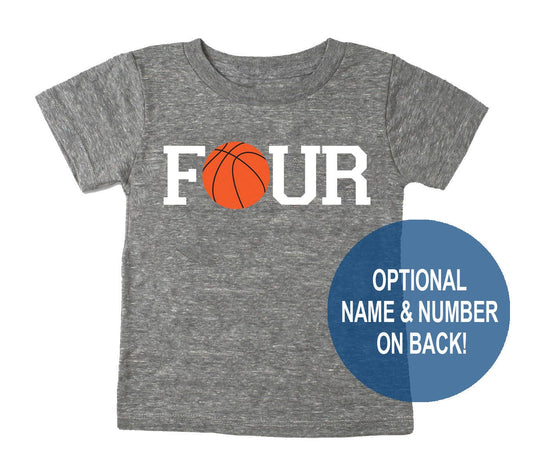 4th Birthday 'Four' Basketball Tri Blend T-Shirt