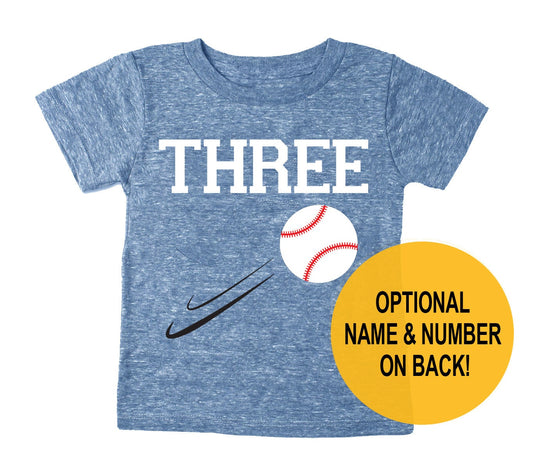 3rd Birthday 'Three' Baseball Tri Blend T-Shirt