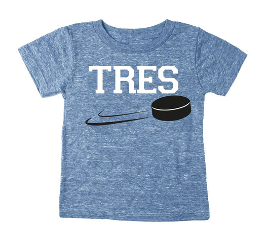 3rd Birthday 'Tres' Hockey Puck Tri Blend T-Shirt