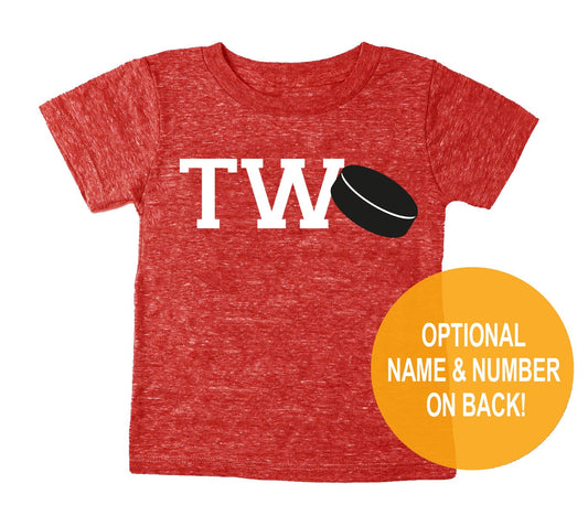 2nd Birthday 'Two' Hockey Puck Tri Blend T-Shirt