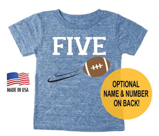 5th Birthday 'Five' Football Tri Blend T-Shirt