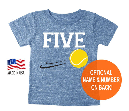 5th Birthday 'Five' Tennis Ball Tri Blend T-Shirt