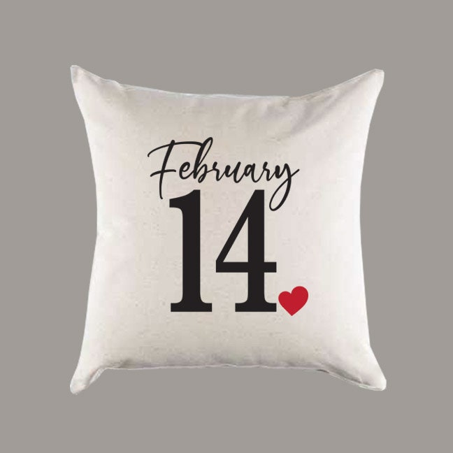 Valentine's Day 'February 14' Canvas Pillow or Pillow Cover