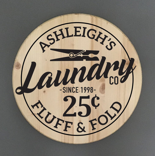 Personalized Laundry Pine Wood Sign