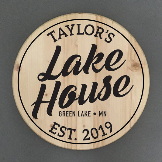 Personalized Lake House Pine Wood Sign