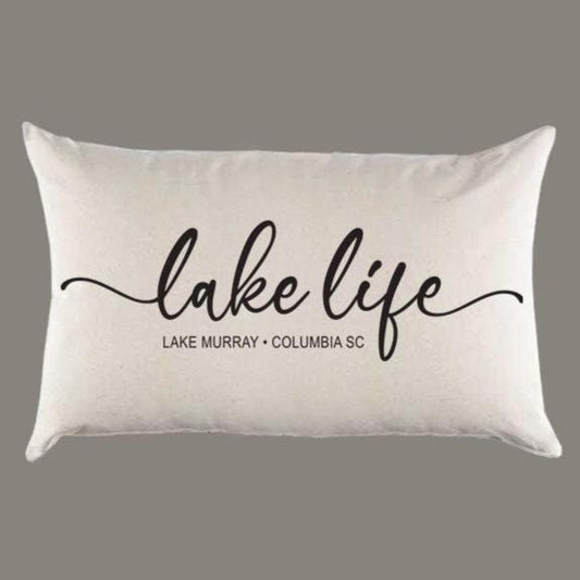 Personalized 'Lake Life' Canvas Pillow or Pillow Cover