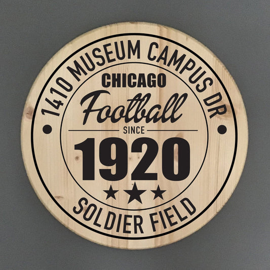 Chicago Bears Football | Soldier Field Address Solid Pine Wood Sign