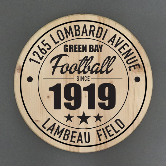 Green Bay Packers Football | Lambeau Field Address Solid Pine Wood Sign