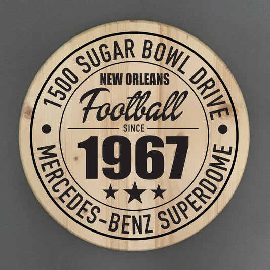 New Orleans Saints Football| Mercedes-Benz Superdome Address Solid Pine Wood Sign