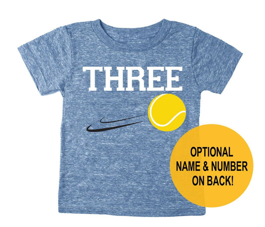 3rd Birthday 'Three' Tennis Tri Blend T-Shirt