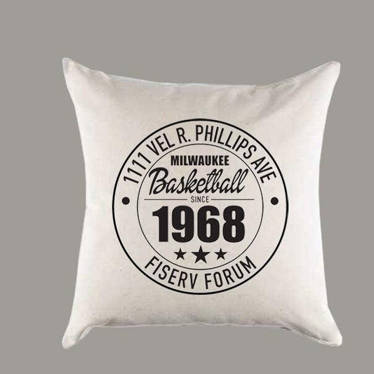Milwaukee Bucks Basketball | Fiserv Forum Address Canvas Pillow or Pillow Cover
