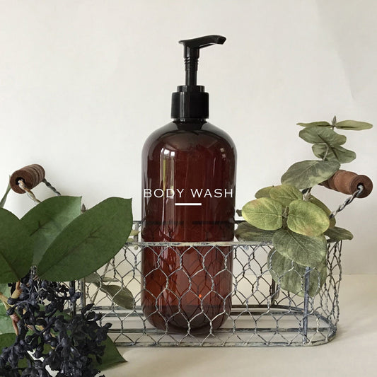 16 ounce Amber Plastic Body Wash Dispenser Bottle