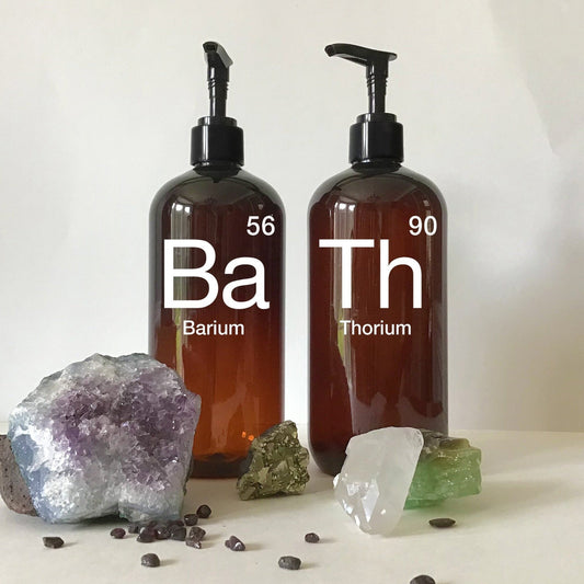 16 ounce Amber Plastic 'BaTh' Periodic Elements Dispenser Bottle Set