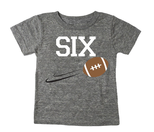 6th Birthday 'Six' Football Tri Blend T-Shirt