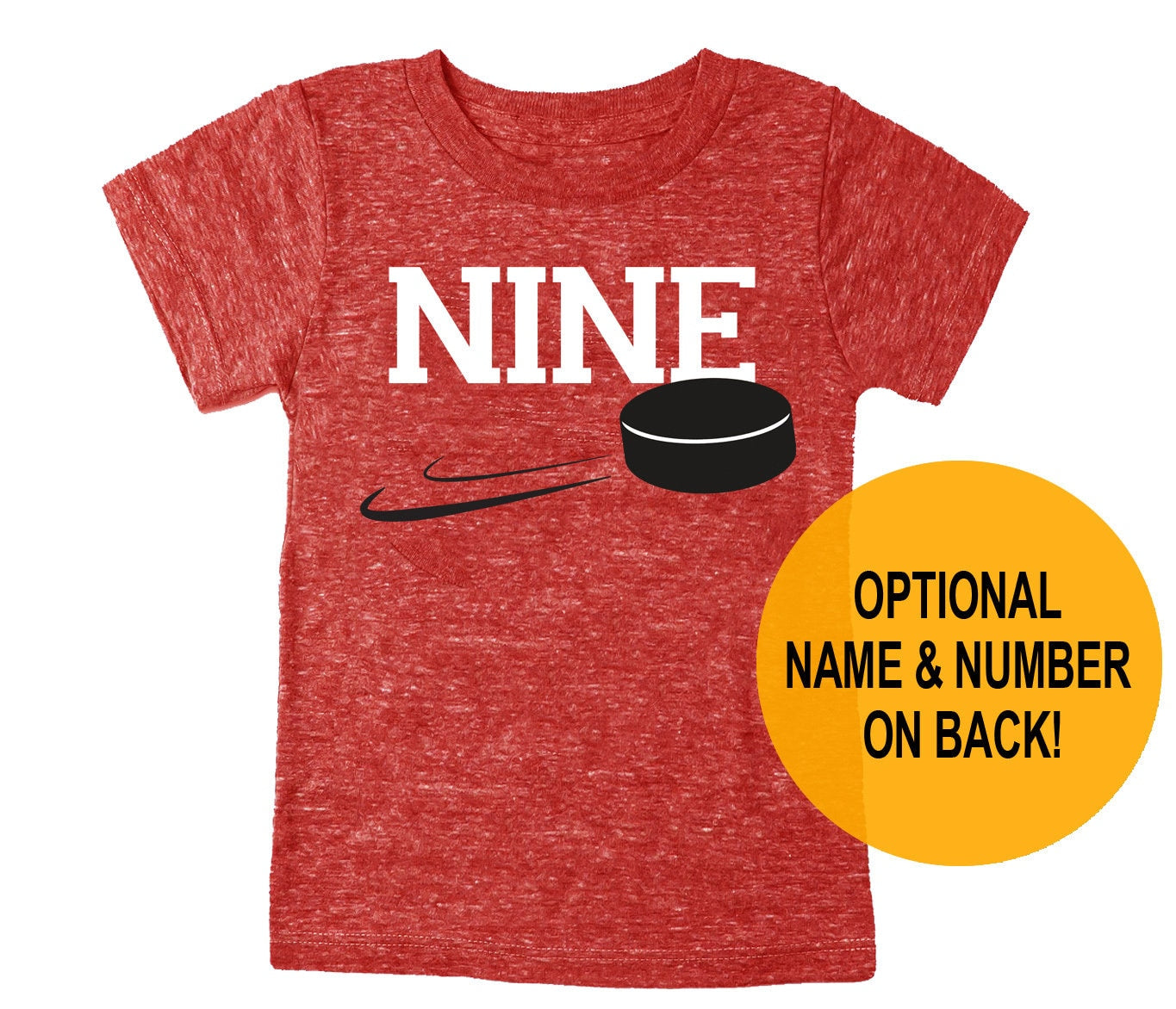 9th Birthday 'Nine' Hockey Puck Tri Blend T-Shirt