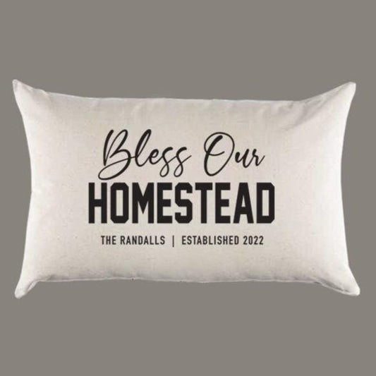 Personalized 'Bless Our Homestead' Canvas Pillow or Pillow Cover