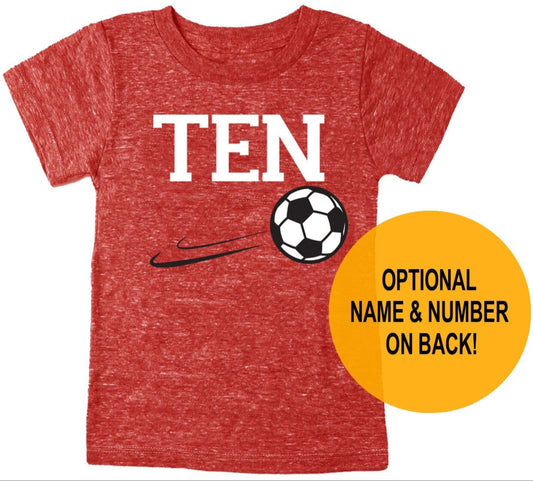 10th Birthday 'Ten' Soccer Ball Tri Blend T-Shirt