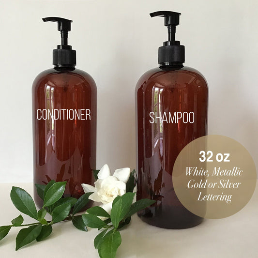 32 ounce Amber Plastic Shampoo or Conditioner Dispenser Bottle