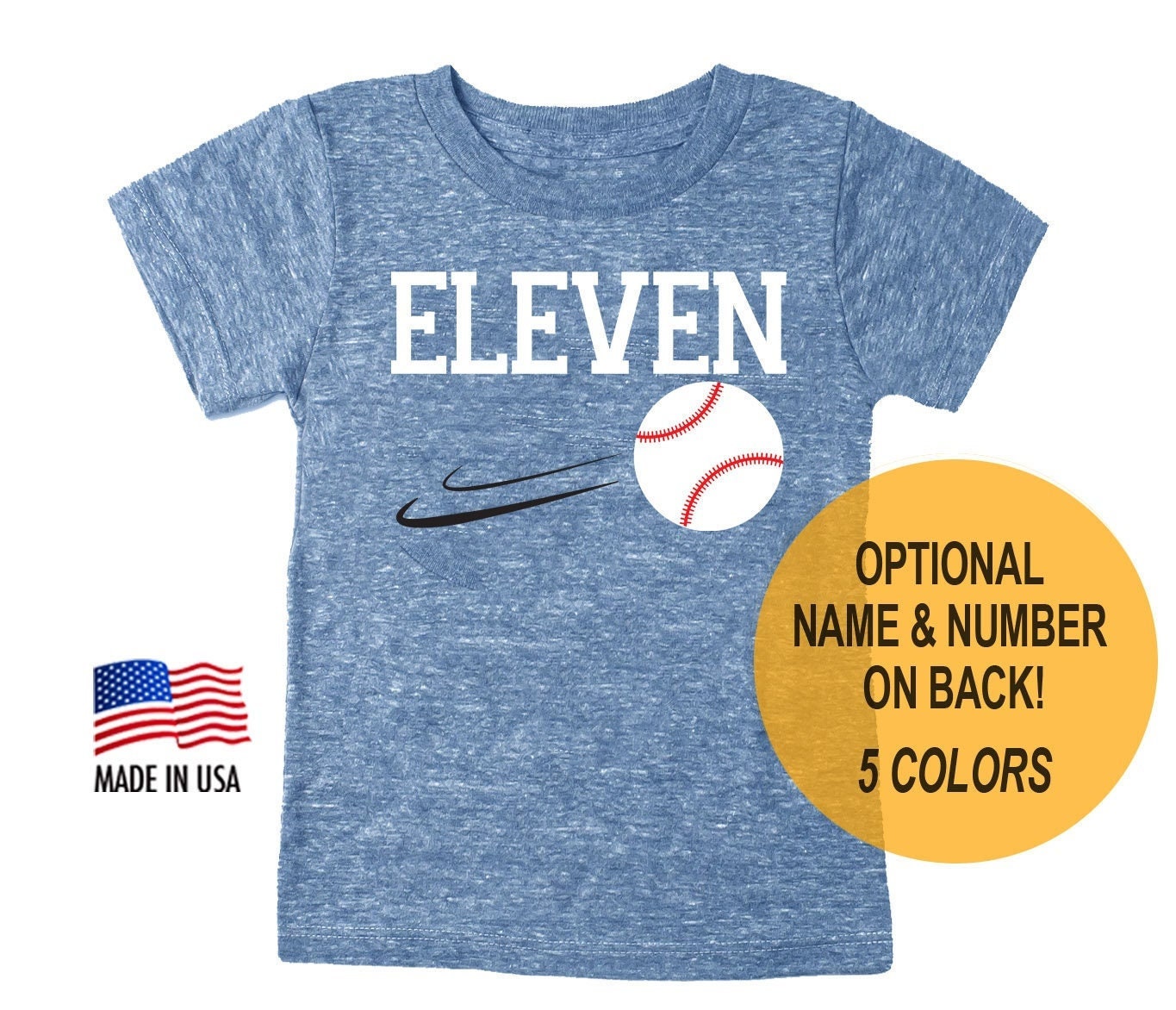 11th Birthday 'Eleven' Baseball Tri Blend T-Shirt