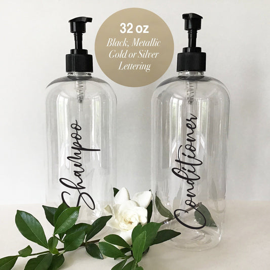 32 ounce Clear Plastic Shampoo, Conditioner, Body Wash, Lotion or Face Wash  Dispenser Bottle