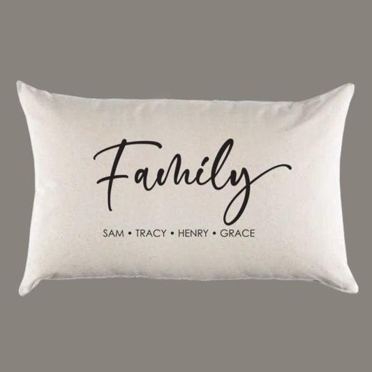 Personalized 'Family' with Names Canvas Pillow or Pillow Cover