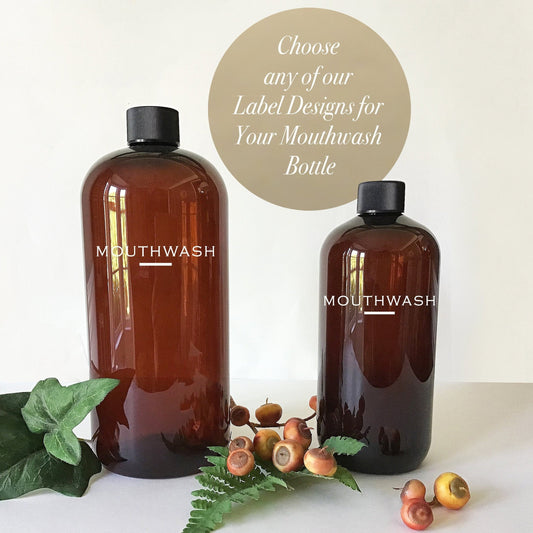 16 ounce or 32 ounce Amber Screw-on Top Plastic Mouthwash Bottle