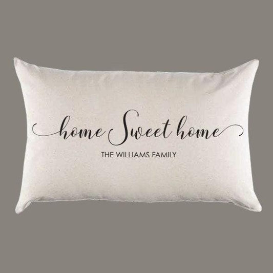 Personalized 'Home Sweet Home' with Name Canvas Pillow or Pillow Cover