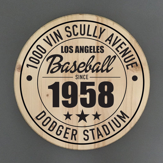 Los Angeles Dodgers Baseball | Dodger Stadium Address Solid Pine Wood Sign