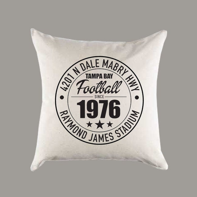 Tampa Bay Buccaneers Football | Raymond James Stadium Address Canvas Pillow or Pillow Cover