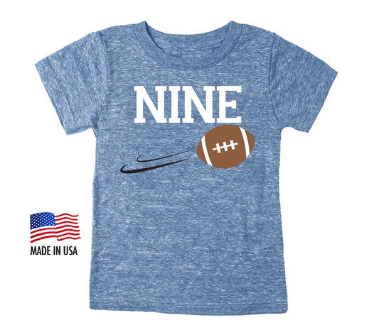 9th Birthday 'Nine' Football Tri Blend T-Shirt