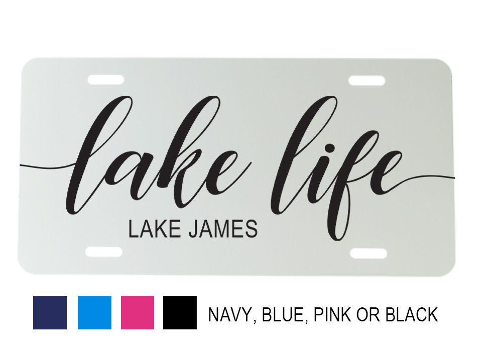 Personalized Lake Life Aluminum Mirrored License Plate  - 6 inch x 12 inch - Car Plate